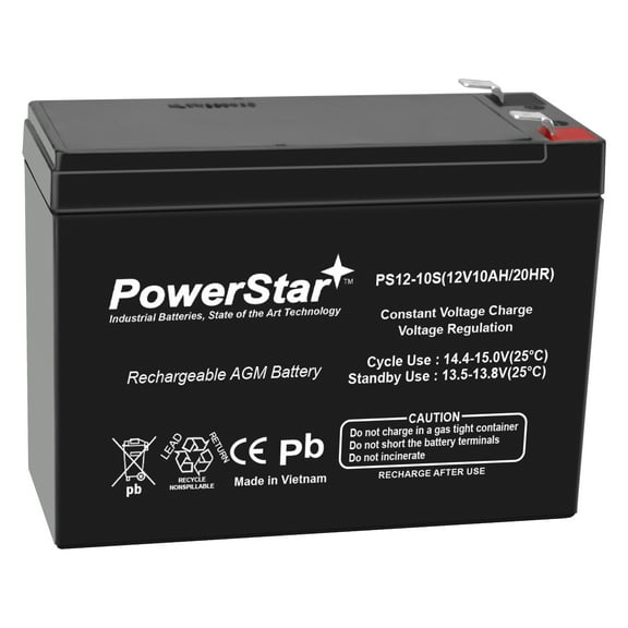 PowerStar 12V 10Ah SLA Rechargeable Battery - F2 Terminals