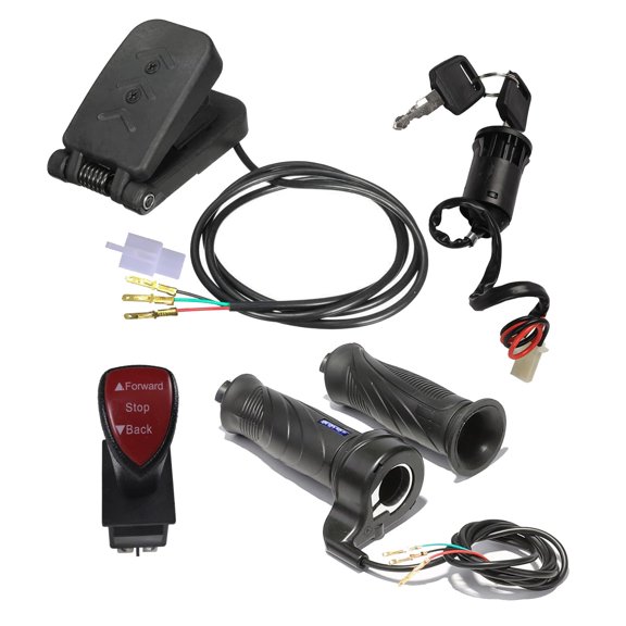 12v 24v 36v 48v Brushless Motor Forward Reverse Switch Toggle with Foot Pedal Throttle Accelerator, Ignition Key Switch, Handle Grips for Electric Scooter RazorATV Quad E-Bike Go Kart Buggy Dune