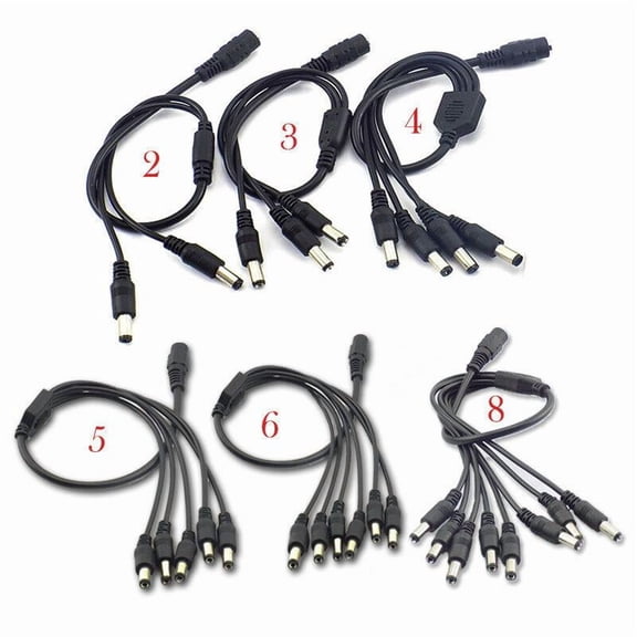 12v DC 1 Female To 2 3 4 5 6 8 Way Male Power Plug Splitter Cable CCTV Led Strip