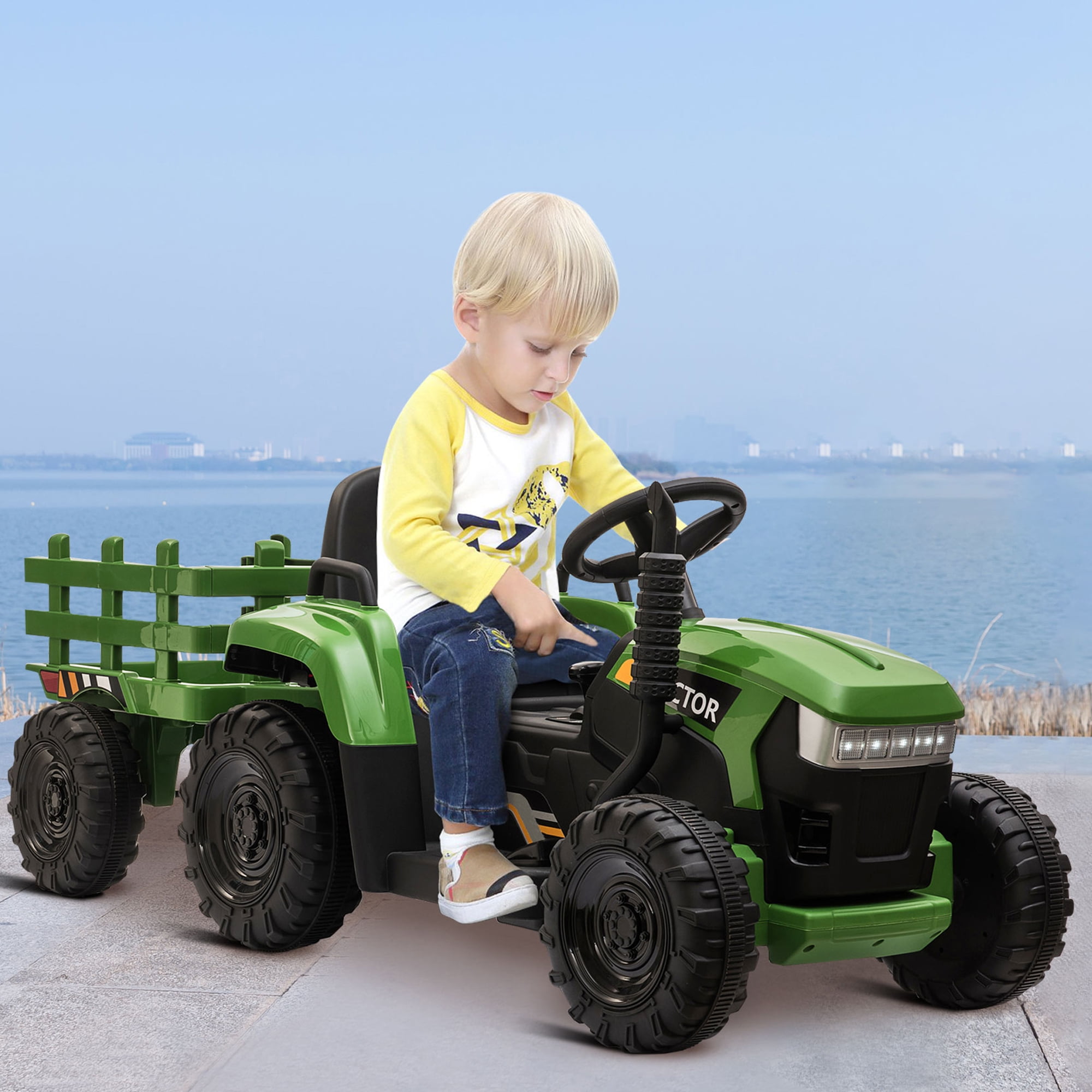 12v Kid Ride On Truck, Ride On Tractors, 6 Wheels Kids Electric Tractor ...