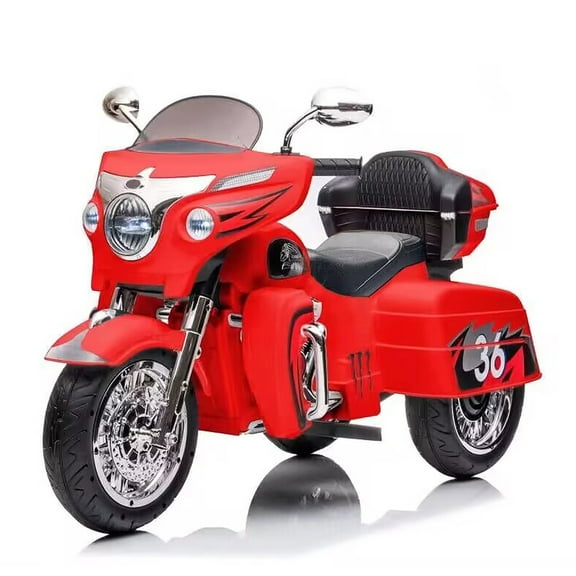 12v Kids Motorcycle, Electric Motorcycle For Kids With Long Battery Life, Licensed Ride On Motorcycle With Key Start /3 Wheels Headlight/Storage Box/ Two Motor/ Two Seat (Red)