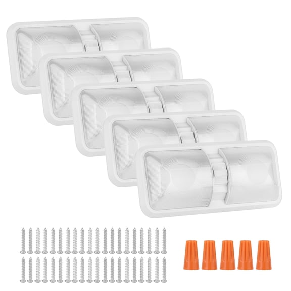 12v LED RV Ceiling Double Dome Light 5 Count (Pack of 1) Interior Lighting Fixture for Trailer Camper Truck Van Boat Car