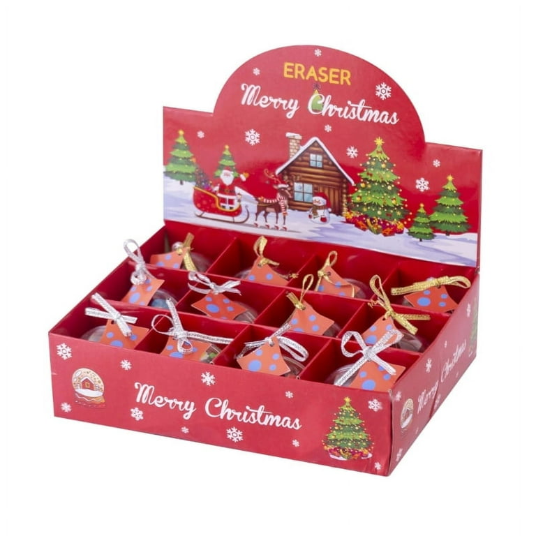 12x Christmas Erasers Santa Claus Christmas Tree Holiday Erasers
