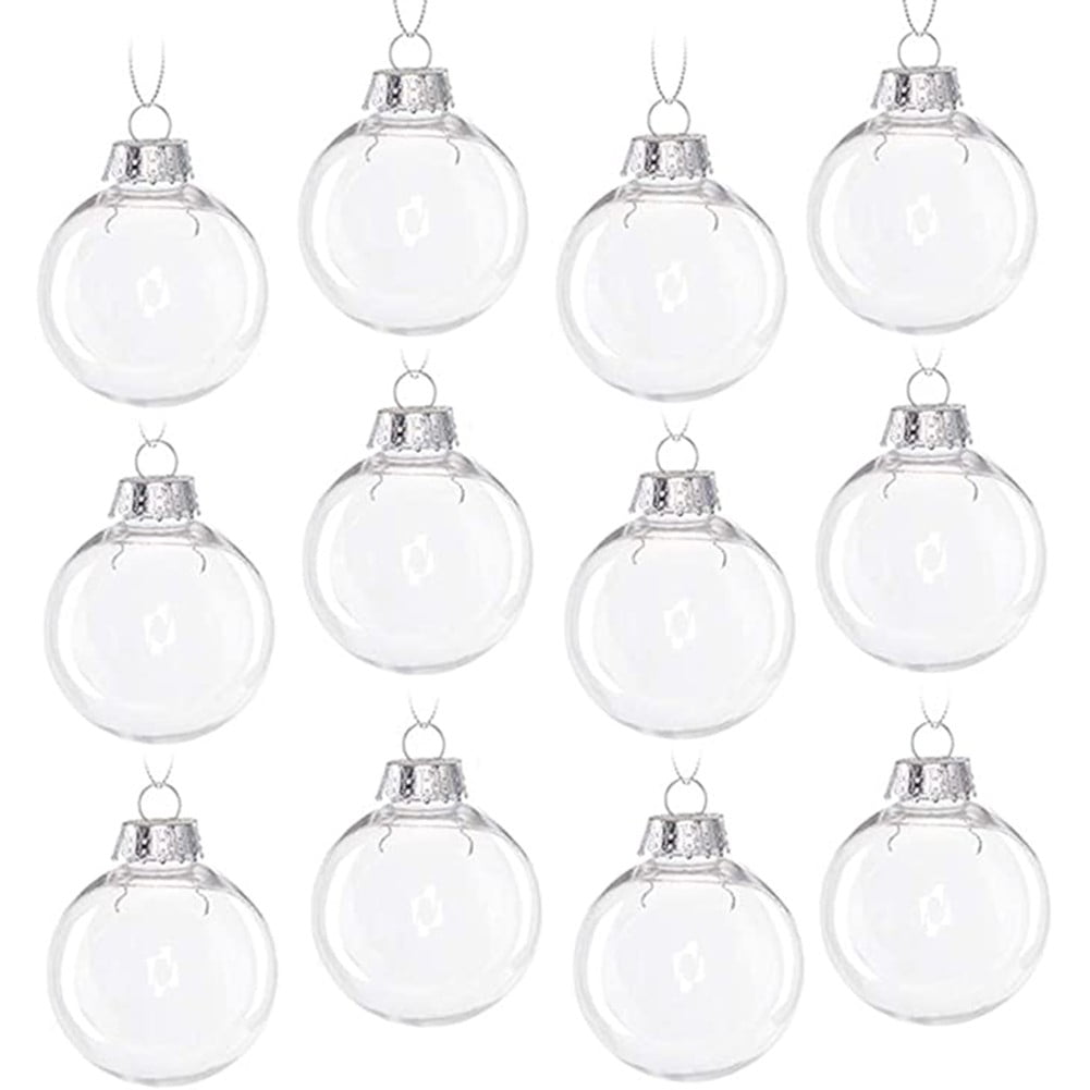 Clear 6cm Plastic Round Hanging Christmas Ornaments Set