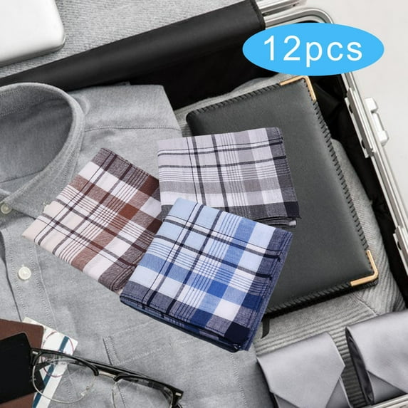 Segolike 12x Cloth Men's Hands Hanky Gifts 40x40cm Wipe The Sweat Towels Pocket Square Hankies for Prom, Formal, Women Men, Suit, Random Style B