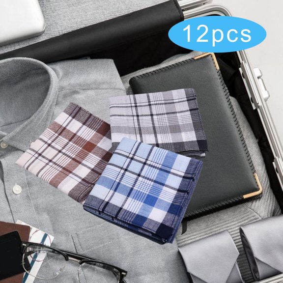 Segolike 12x Cloth Men's Hands Hanky Gifts 40x40cm Wipe The Sweat Towels Pocket Square Hankies for Prom, Formal, Women Men, Suit, Random Style B