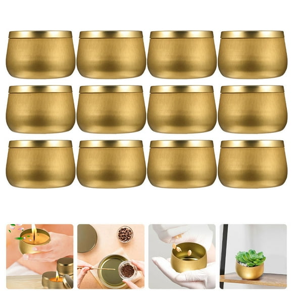 12x Metal Tin Cans, Round Empty Container Cans with Clear Top, Storage Cans Gift Case for Kitchen, Office, Candles, Candies