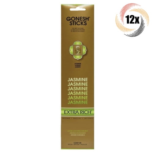 12x Packs Gonesh Extra Rich Incense Sticks Jasmine Scent | 20 Sticks Each