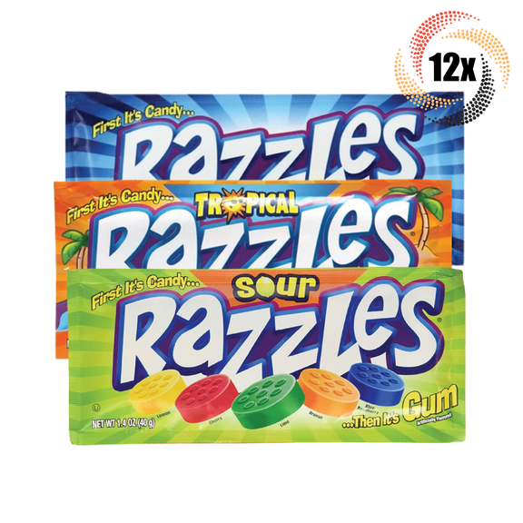 12x Packs Razzles Variety Assorted Flavor Candy Gum 1.4oz ( Fast Shipping! )