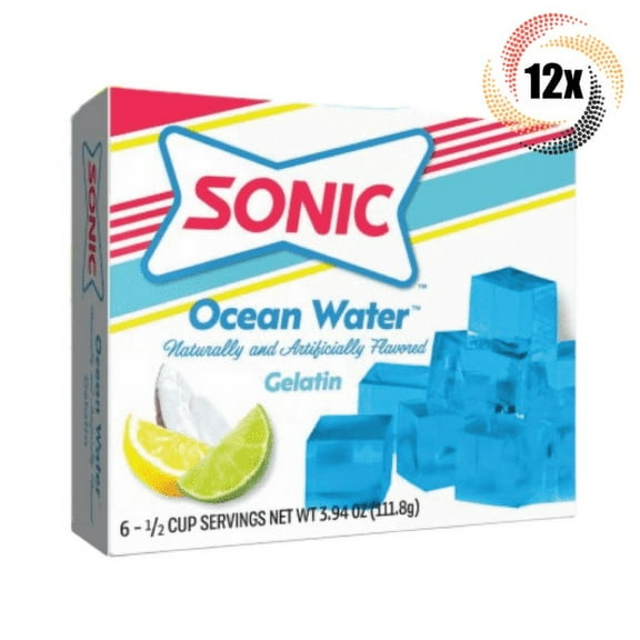 12x Packs Sonic Ocean Water Flavor Gelatin | 6 Servings Per Pack | 3.94oz