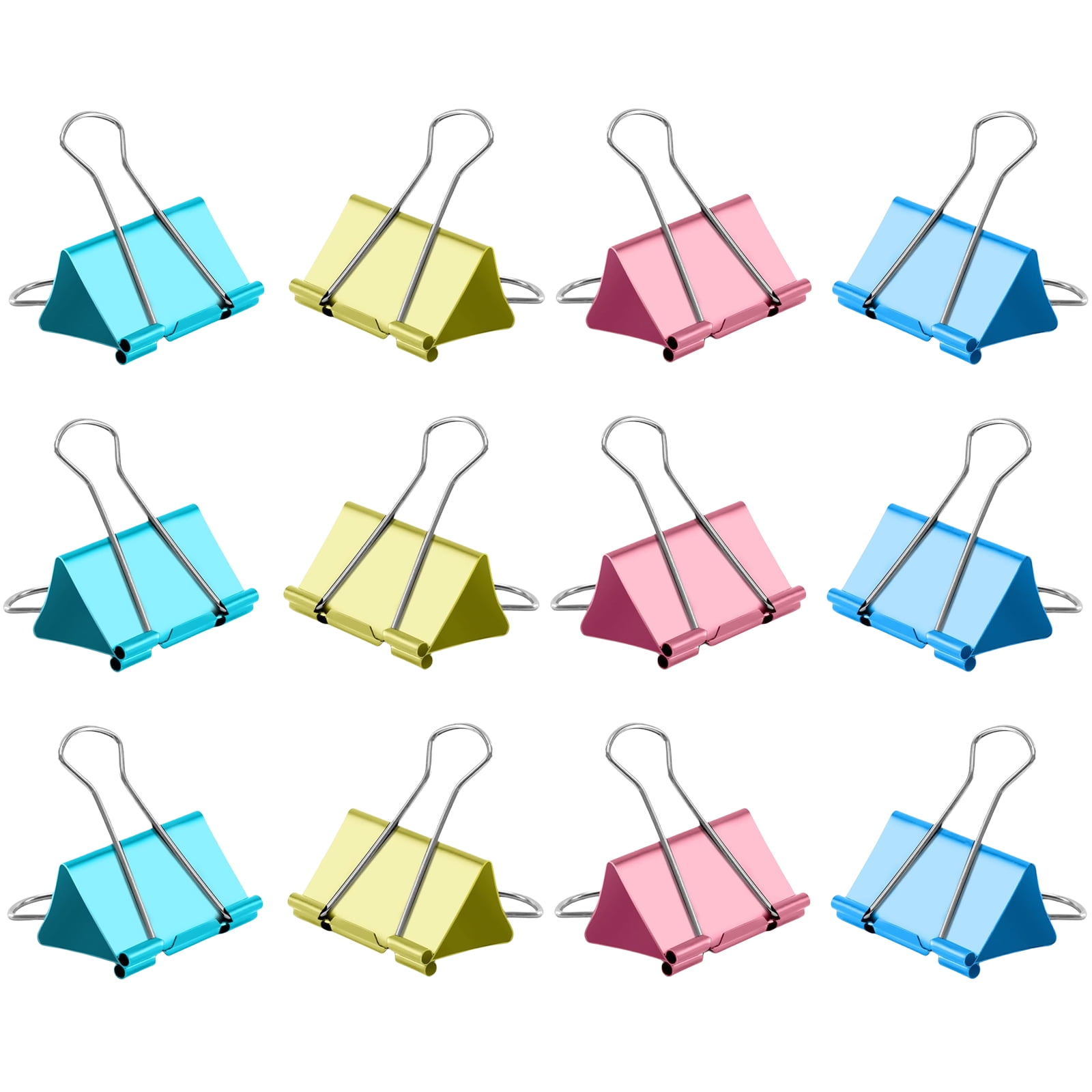 12x Paper Clamps Foldback Clips Writing Paper Clips 25mm/32mm/41mm/51mm ...