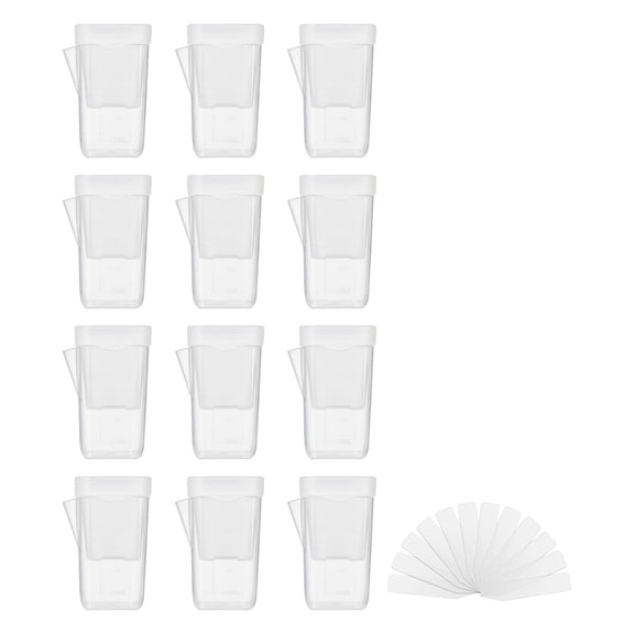 12x Plant Pots, 12x Insert Cards, Large Square Plant Pottery with Thickened Design for Seedling Cultivation, White L