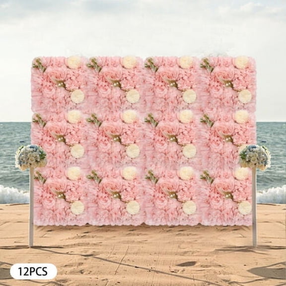 12x Premium Rose Flower Wall Panels Artificial Silk Wedding Decor For Party Home