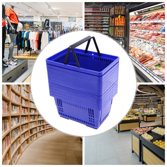 12x Shopping Baskets With Handles Retail Store Supermarket Baskets Stackable NEW