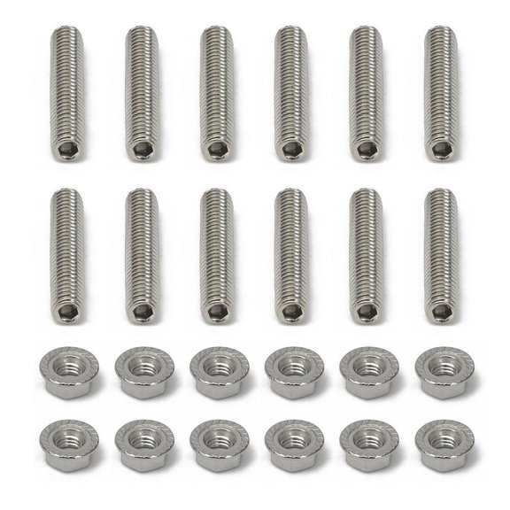 12x Stainless Steel Exhaust Header Studs and Nuts Set, Compatible for LSX LS2 LS6 4.8 5.3 6.0L Engines