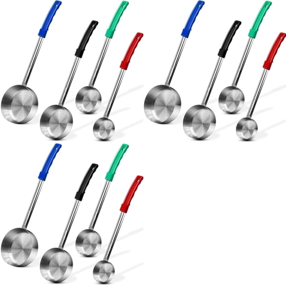 12x Stainless Steel Solid Portion Control Ladle Spoon - Perfect for , Parties 2oz 4oz 6oz 8oz Spoodle