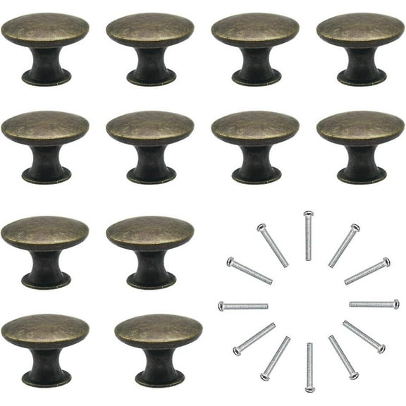 12x Vintage Door Drawer Knobs 30mm Antique Brass Kitchen Cabinet Cupboard Pulls, For Dresser And Furniture Cupboard, Antique Bronze