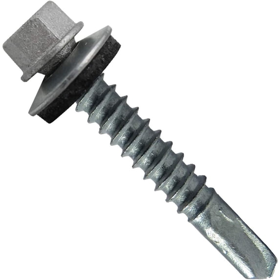 250-Pack #12 X 2-1/2" Metal Roofing Screws – Galvanized Zinc, Hex ReGrip Head, Sharp Point, EPDM Washer, For Metal-to-Wood Siding