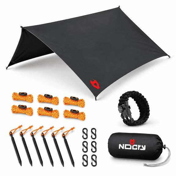 12x10 Black 12X10 Feet Lightweight Waterproof Camping Tarp Rain Fly