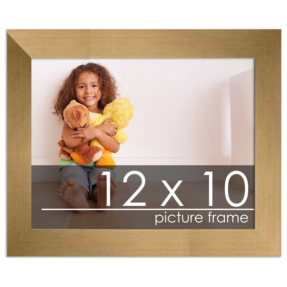 12x10 Gold Bronze Wood Picture Frame - UV Acrylic, Foam Board Backing, Hanging Hardware