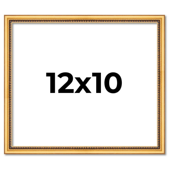 12x10 Frame Beaded Gold Solid Wood Picture Frame | 0.75 Inches Moulding Width | Liscio Oro