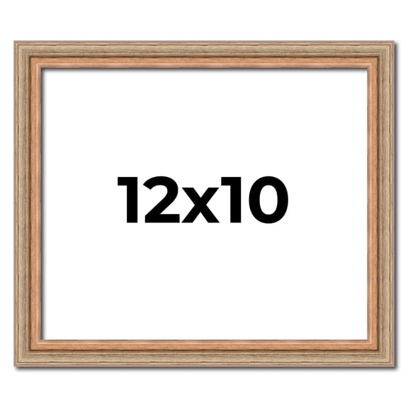 12x10 Frame Brown 60's Wooden Cabinet Solid Wood Picture Frame | 1 Inch Moulding Width | Complete