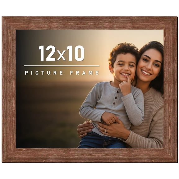 12x10 Frame Brown Distressed Barnwood Picture Frame | Rustic Farmhouse Photo Frame Includes UV
