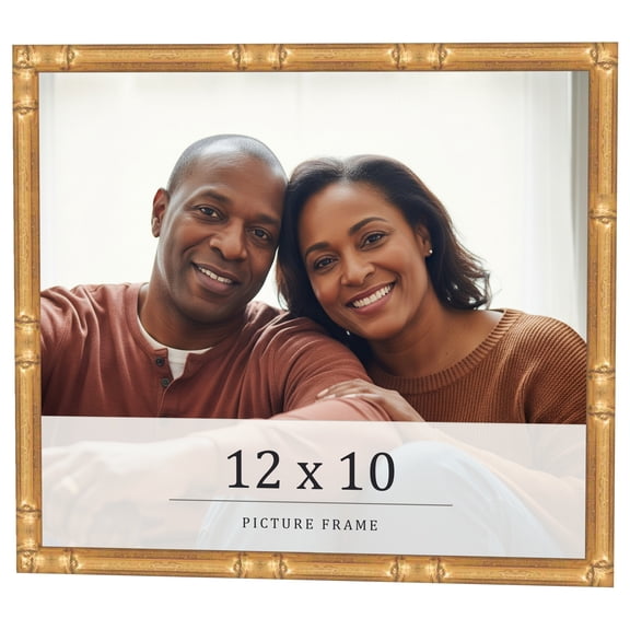 12x10 Frame Gold Bamboo Solid Wood Picture Frame | 0.75 Inch Moulding Width | Interior Frame Depth