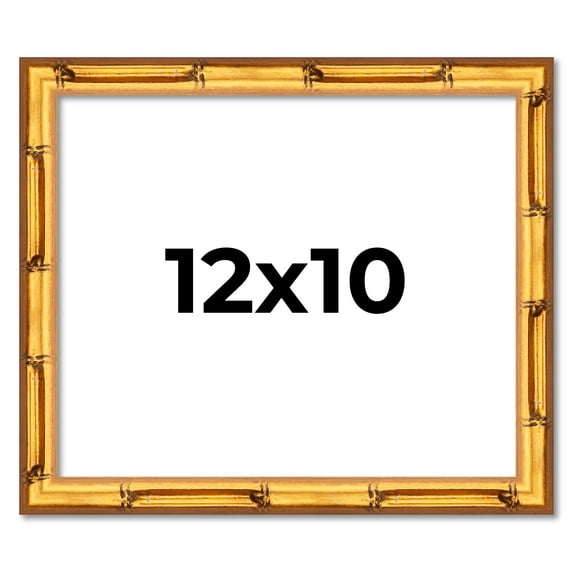 12x10 Frame Gold Bamboo Solid Wood Picture Frame | 1 Inch Moulding Width | Interior Frame Depth