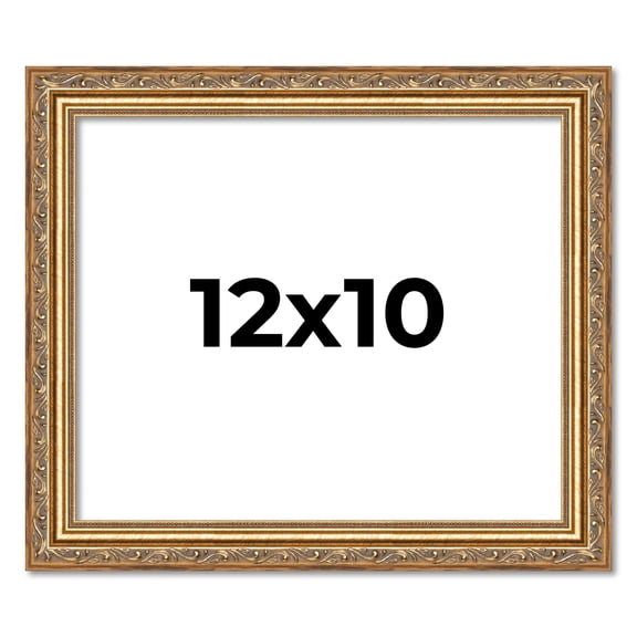 12x10 Frame Gold Solid Wood Picture Frame Width 1.25 Inches | Interior Frame Depth 0.375 Inches |