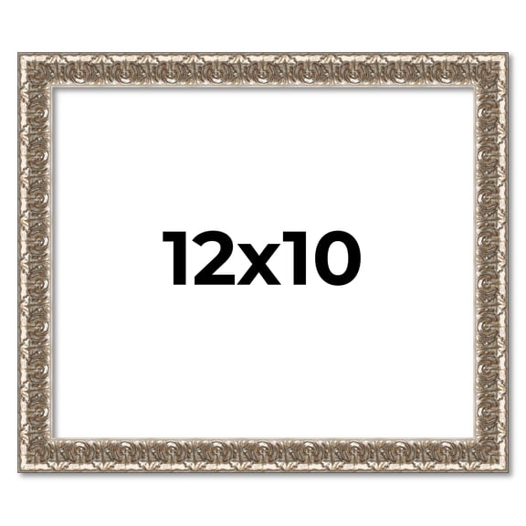 12x10 Frame Silver Versailles Ornate Solid Wood Picture Frame | 1 Inch Moulding Width | Interior