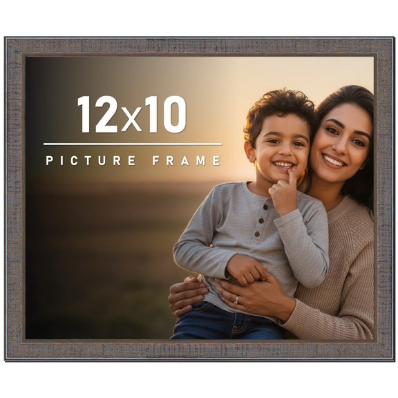 12x10 Frame Slate Blue Distressed Rustic Solid Wood Picture Frame | 0.75 Inch Moulding Width |