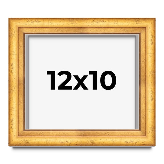 12x10 Shadow Box Frame Gold | 1.75 Inches Deep Real Wood Traditional Shadowbox Display Frame | UV