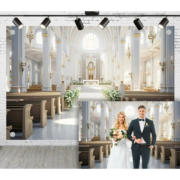 12x10ft Church Wedding Photoshoot Backdrop Columns Dome Skylight European Palace Background,Photography Studio Props