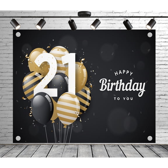 12x10ft Party Backdrop Gold Black Balloon and Confetti Photo Backdrop Decoration Banner for Theme Party Wedding Birthday Baby Shower Photo Booth Studio Props