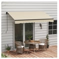 thumbnail image 1 of 12x10ft Retractable Awning, UV Resistant Sun Shade for Patio, Deck, Beige & White, 1 of 9