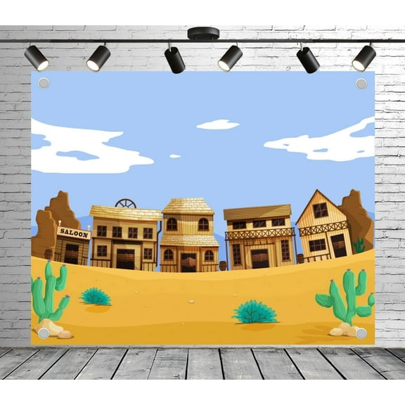 12x10ft Western Backdrop Desert Rustic Town Photo Backdrop for Theme Party Wedding Birthday Baby Shower Decoration Banner Photo Booth Studio Props