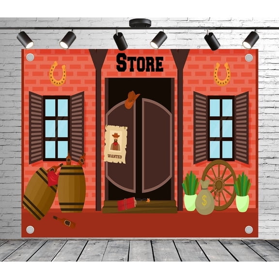 12x10ft Western Backdrop Store Photo Backdrop Rustic Photography Background for Theme Party Wedding Birthday Baby Shower Decoration Banner Photo Booth Studio Props