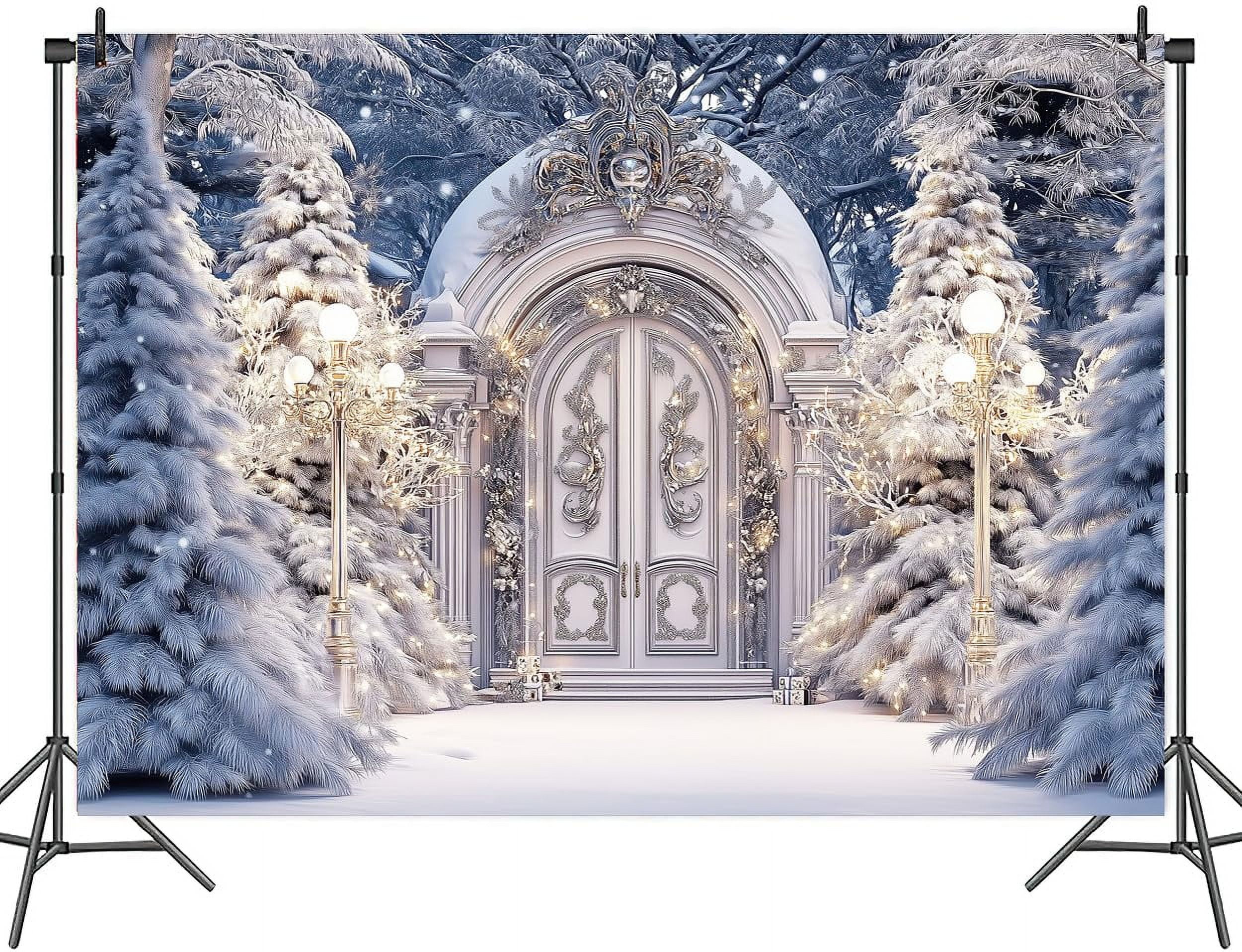 12x10ft Christmas Backdrop - Fireplace & Tree Holiday Photo Background For Party Decor