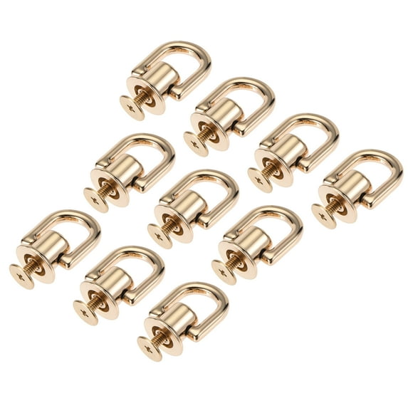 12x10mm Button Studs with D Ring Zinc Alloy Electroplating Light Gold 10 Pack