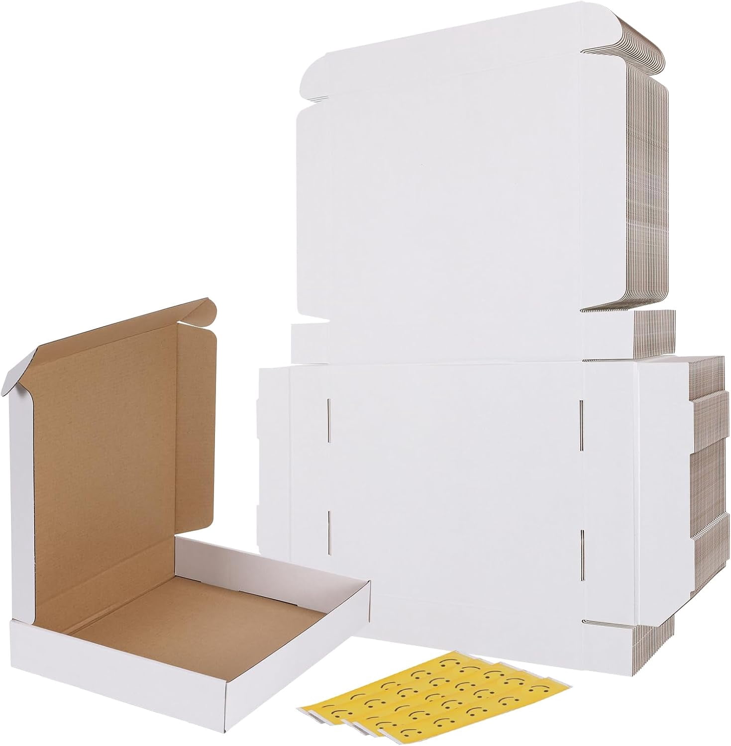 12x10x2 Shipping Boxes Set of 25, White Corrugated Cardboard Box for ...