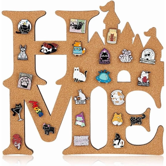 12x11.6 Inch Castle Cork Pin Board Wood Display Board with Unique Home Castle Design Wall Mounted Brooch Organizer for Office Home Decor and School Decoration for DIY