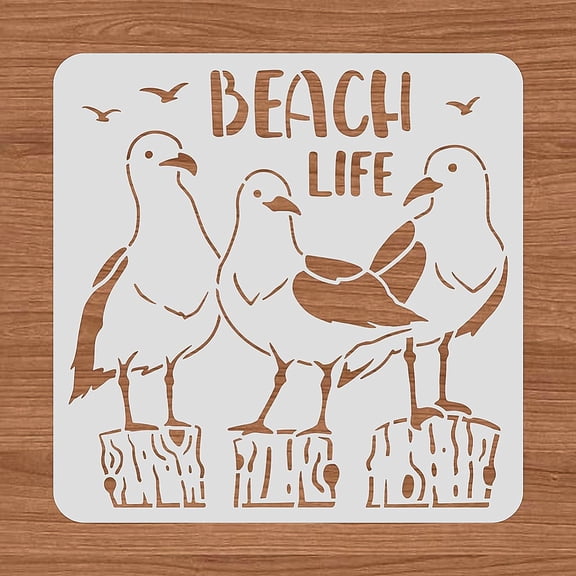 12x12" Beach Life Painting Stencils Seagull Template Stencils for Art Painting on Wood Scrapbooking Card and DIY Wall Floor
