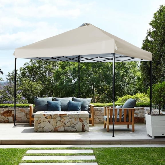 12x12 Canopy Replacement Top with Air Vent Silver Coated for Straight Leg Canopy Frame, (Beige)