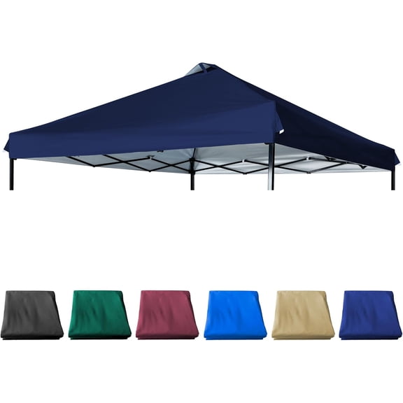 12x12 Canopy Replacement Top with Air Vent Silver Coated for Straight Leg Canopy Frame, (Navy Blue)