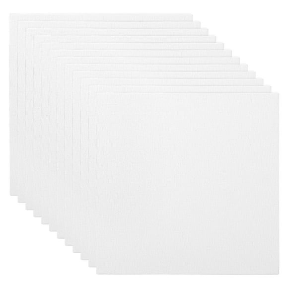 12x12" Canvas Boards for Painting, 12 Pack 100% Cotton Square Triple Primed Stretched Blank Art Canvas Panel Bulk Thin for Acrylic, Oil, Tempera Paints, White
