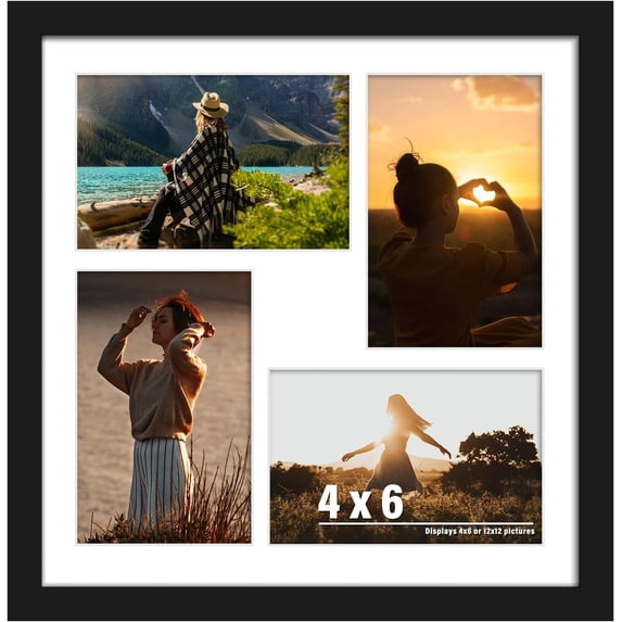 Baffle Collage 12x12 Collage Frame For 4 4x6 Photos Black - Walmart.com
