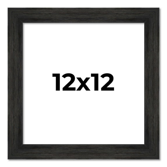 12x12 Distressed Black Wood Picture Square Frame - Includes UV Acrylic, Foam Board Backing & Hanging Hardware