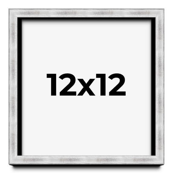 12x12 Frame Brushed Silver Solid Wood Picture Frame | 0.75 Inch Moulding Width | Rabbet Depth 0.75