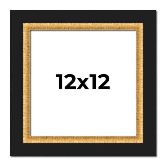 12x12 Frame Gold Real Wood Picture Frame Width 2.25 Inches | Interior Frame Depth 0.5 Inches |